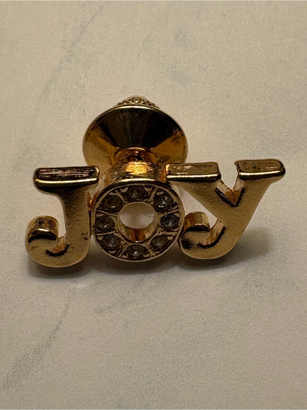 ⭐️  Avon JOY Gold Tone Lapel Hat Pin with Rhinestones - Excellent Condition